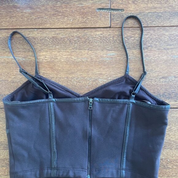 Dark Brown BCBG size 6, new Leather-Detailed Tank Top - Picture 4 of 4